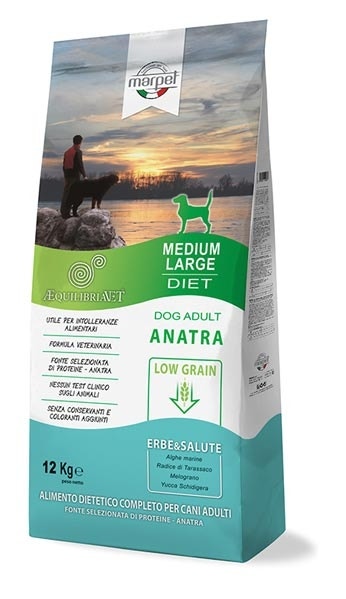 Marpet Aequilibriavet Low Grain Anatra Cibo Secco Per Cani Adulti Taglia Medium Large Sacco 12 Kg