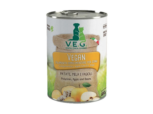 Marpet Vegan Dog Patate/Mela/Fagioli Cibo Umido Per Cani Adulti Scatoletta 400g