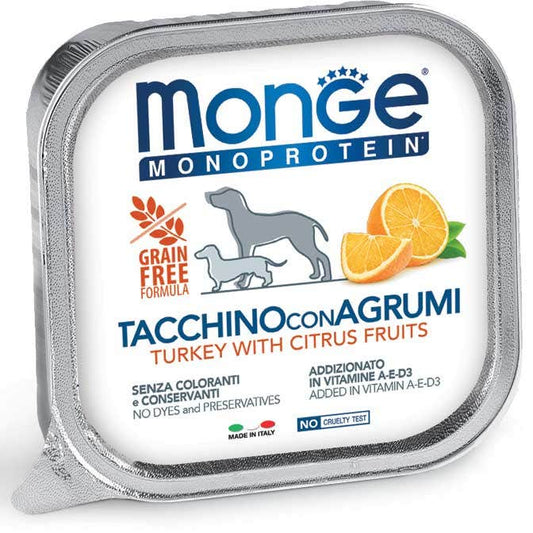 Monge Monoprotein Tacchino Con Agrumi Cibo Umido Per Cani Adulti 150g