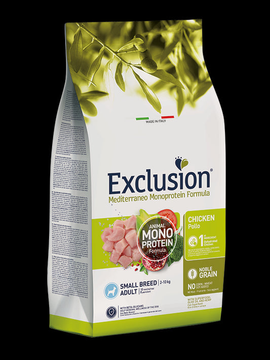Exclusion Mediterraneo Monoprotein Noble Grain Crocchette Pollo Per Cani Adulti Taglia Piccola Sacco 500g