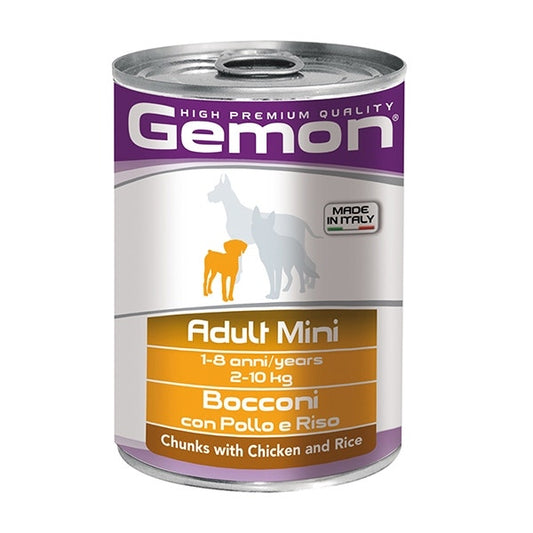 Gemon Bocconi Pollo E Riso Cibo Umido Cani Adulti Taglia Piccola Barattolo 415 g