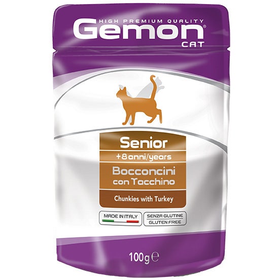 Gemon Bocconcini Con Tacchino Cibo Umido Senior Gatti EtÀ Avanzata Busta 100g