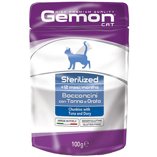 Gemon Bocconcini Tonno E Orata Cibo Umido Gatti Sterilizzati Busta 100g