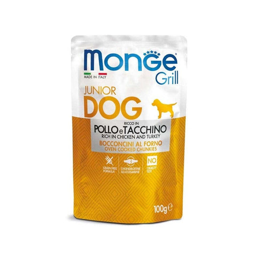 Monge Grill Puppy & Junior Bocconcini Con Pollo E Tacchino Per Cani 100g