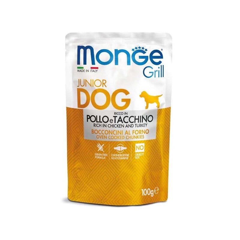 Monge Grill Puppy & Junior Bocconcini Con Pollo E Tacchino Per Cani 100g