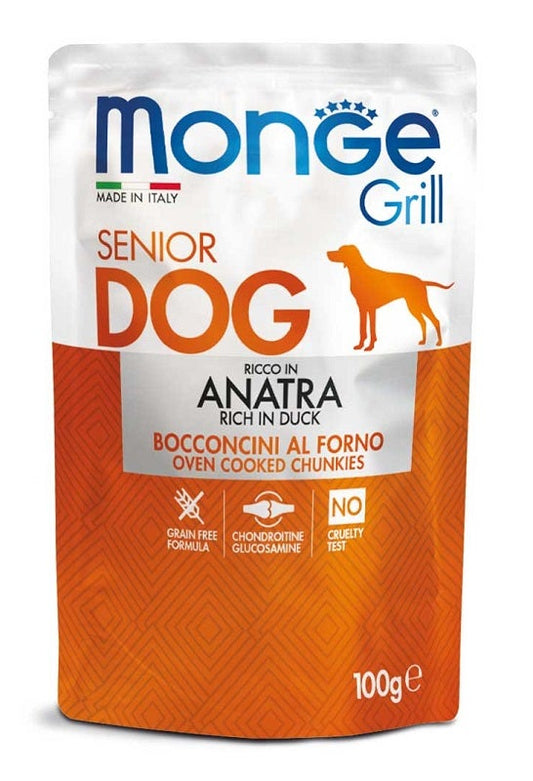 Monge Grill Senior Bocconcini con Anatra Cibo Umido Per Cani 100g