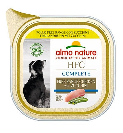Almo Nature HCF Complete Pollo Free Range Con Zucchini Per Cani Adulti Vaschetta 85g