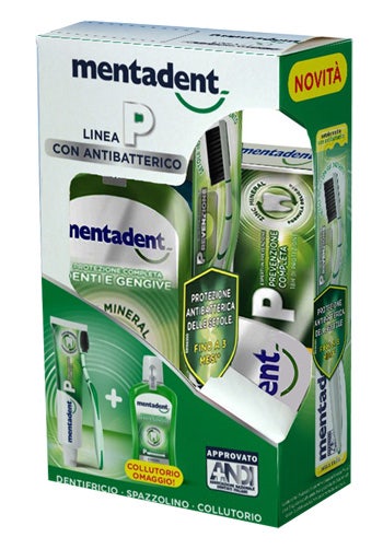 Mentadent P Tripack Dentifricio 75ml+1 Spazzolino+Collutorio 300ml