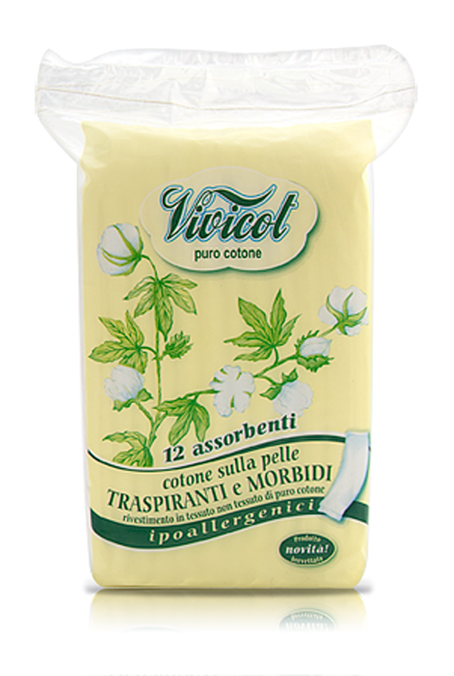 Vivicot Puro Cotone Assorbente Steso Giorno 12 Pezzi
