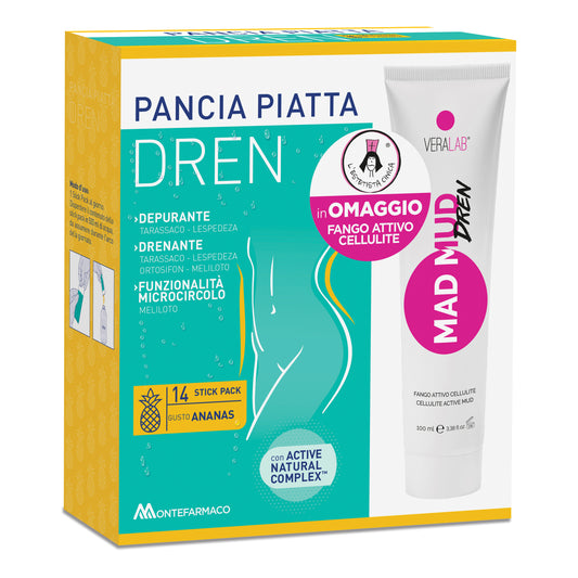 PANCIA PIATTA DREN ANANAS 14 BUSTINE + MAD MUD DREN 100ML