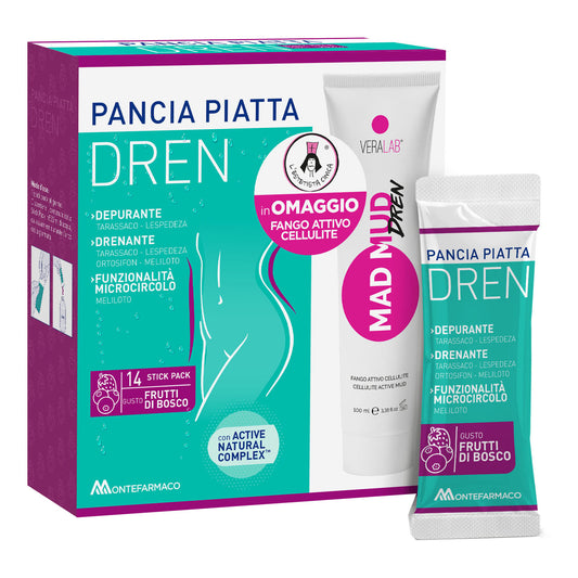 PANCIA PIATTA DREN FRUTTI DI BOSCO 14 BUSTINE + MAD MUD DREN 100ML