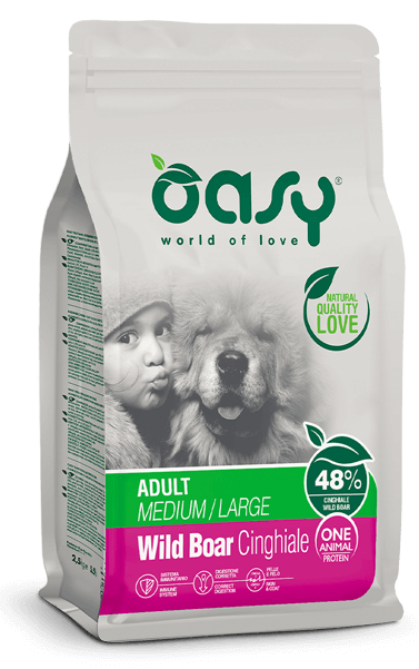 Oasy Dry Monoproteico Crocchette Al Cinghiale Per Cani Taglia Media/Grande Sacco 12kg