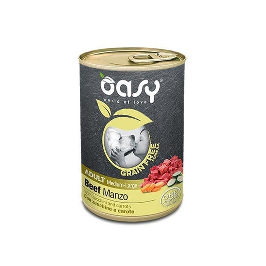 Oasy Grain Free Formula Cibo Umido Manzo Per Cani Adulti Taglia Media/Large 400g