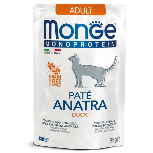Monge Monoprotein Paté Anatra Cibo Umido Per Gatti Adulti 85g