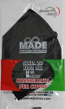 SIRIA 20 MASCHERINA ADULTI FFP2 COLORE NERO 1 PEZZO - MADE IN ITALY