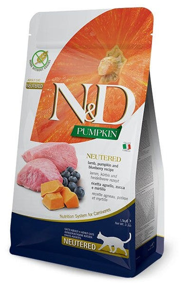 Farmina N&D Pumpkin Neutered Agnello E Zucca Gatti Adulti Sterilizzati Sacco 300g