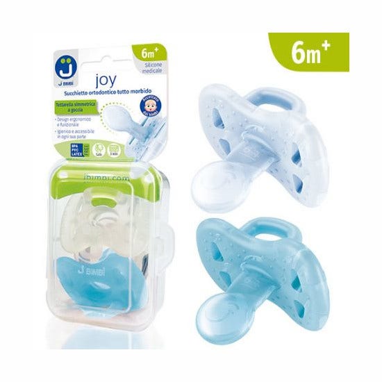 J Bimbi Joy Succhietto Tutto Morbido Trasparente/Azzurro 2 Pezzi 6 Mesi+