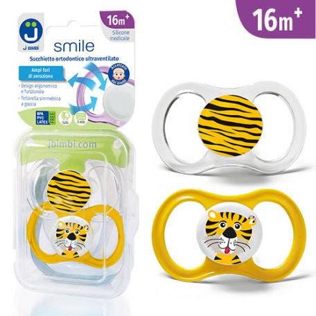 J Bimbi Smile Pack Succhietto Ultraventilato 16 Mesi+ Tigre Texture