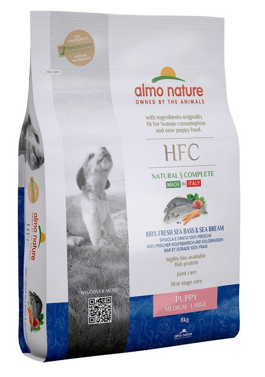 Almo Nature HFC Puppy Spigola E Orata Cani Cuccioli Taglia Media E Grande Sacco 8kg