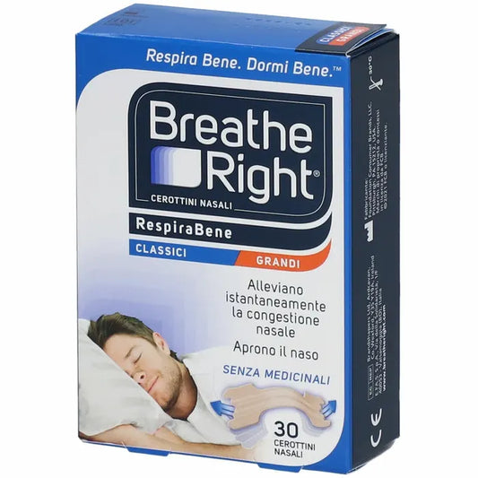 Breathe Right Cerotti Nasali Grandi 30 Pezzi per Respirare Meglio