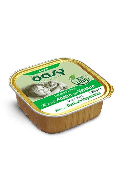 Oasy Delizioso Paté Per Gatti Adult Ricco Di Anatra Con Verdure 100g