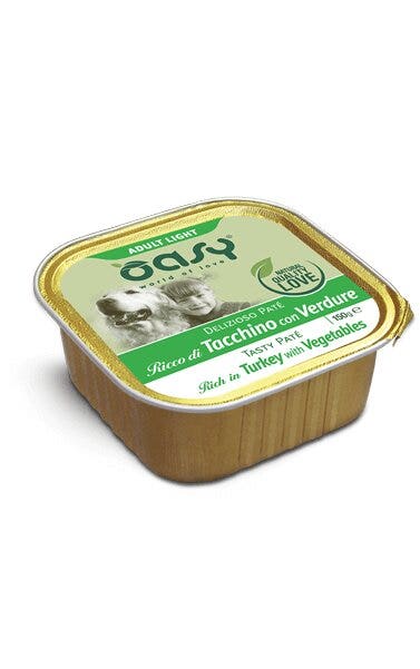 Oasy Delizioso Patè Per Cani Adulti Light Gusto Tacchino E Verdure 150g