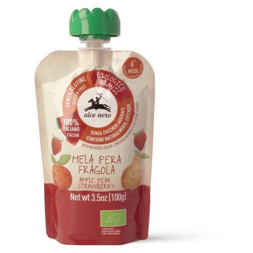 Alce Nero Baby Food Bio Purea Di Mela/Pera/Fragola 6Mesi+ 100g