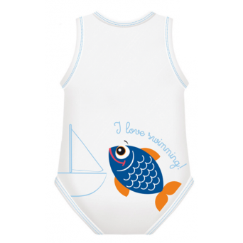 J Bimbi Body Neonato Senza Maniche In Cotone Bio 0-36 Mesi Pesce Blu