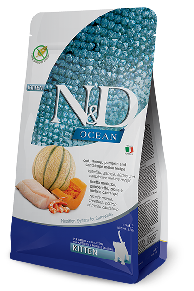 Farmina N&D Ocean Merluzzo E Gamberetto Gatti Cuccioli Sacco 5kg