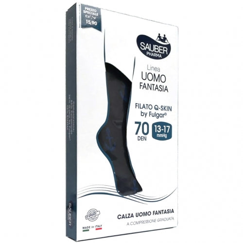 SAUBER UOMO QSKIN 70 DEN TAGLIA S/M NERO CON ANCORE BLU CAPRI