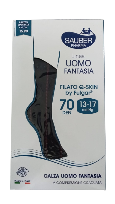 SAUBER UOMO QSKIN 70 DEN TAGLIA S/M NERO CON GESSATO BORDEAUX