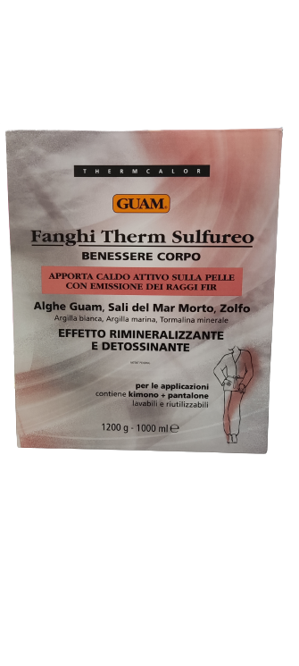 GUAM KIT FANGHI THERM SULFUREO CON SALI DEL MAR MORTRO E ZOLFO 1000ML + KIMONO E PANTALONE LAVABILI