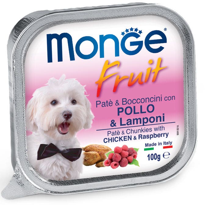 Monge Fruit Pollo E Lamponi Cibo Umido Per Cani Adulti 100g