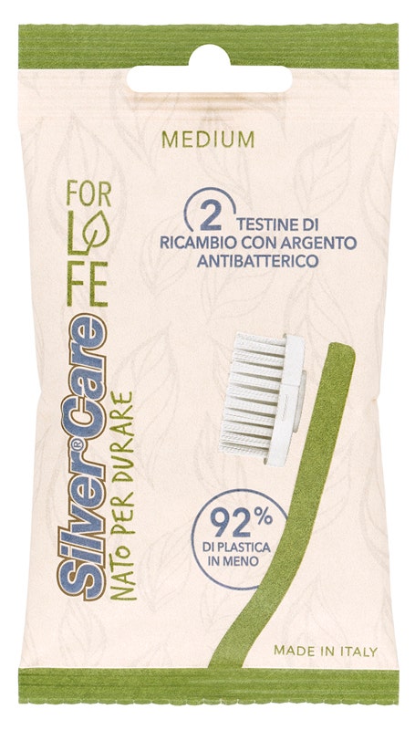 Silvercare For Life 2 Testine Di Ricambio Con Argento Medie