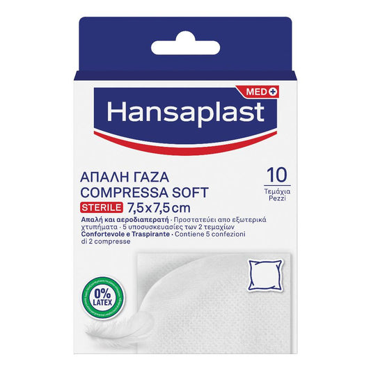 Hansaplast Compressa Soft Garze Sterili Per Ferite Postoperatorie 10 Pezzi 7,5x7,5cm