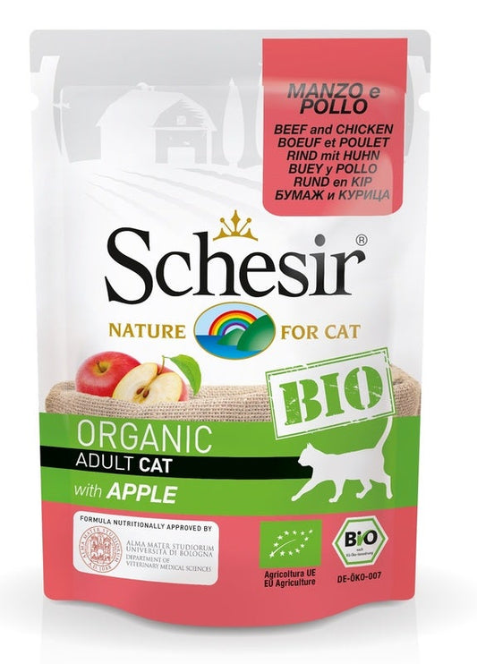 Schesir Organic Bio Paté Al Manzo Con Pollo E Mela Per Gatti Adulti Bustina 85g