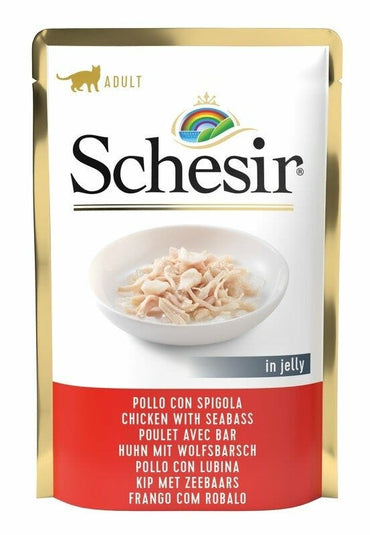 Schesir Pollo Con Spigola In Jelly Cibo Umido Gatti Adulti Bustina 85g