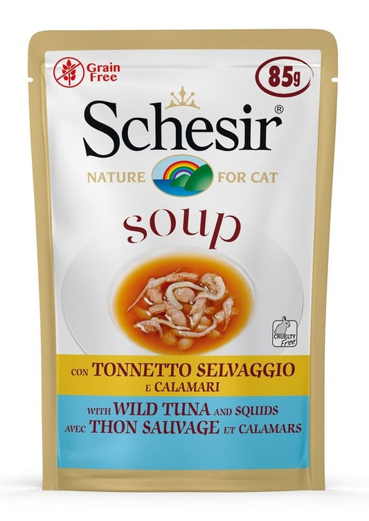 Schesir Soup Tonnetto Selvaggio E Calamari Cibo Umido Gatti Adulti Bustina 85g