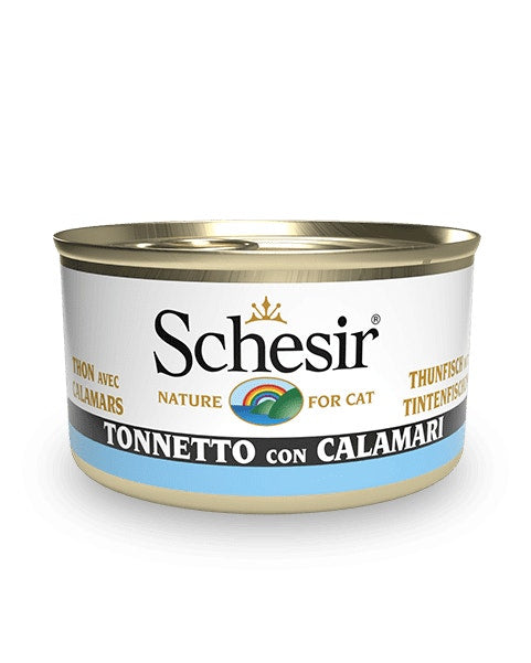 Schesir Tonnetto Con Calamari Cibo Umido Gatti Adulti Lattina 85g