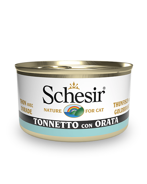 Schesir Tonnetto Con Orata Cibo Umido Gatti Adulti Lattina 85g