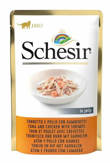 Schesir Tonnetto E Pollo Con Gamberetti In Jelly Cibo Umido Gatti Adulti Bustina 85g