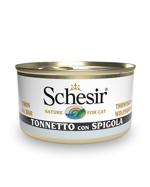 Schesir Tonnetto Con Spigola Cibo Umido Gatti Adulti Lattina 85