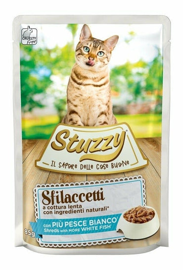 Stuzzy Sfilaccetti Con Più Pesce Bianco Cibo Umido Gatti Adulti Bustina 85g