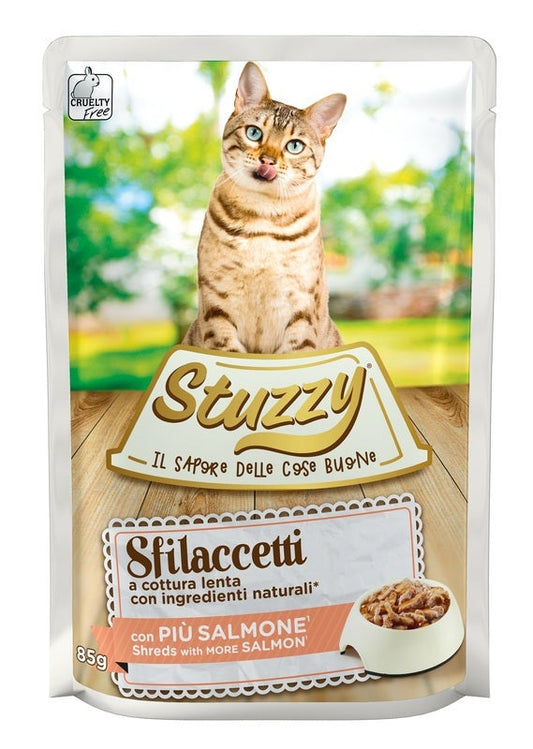 Stuzzy Sfilaccetti Con Più Salmone Cibo Umido Gatti Adulti Bustina 85g