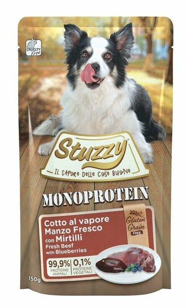 Stuzzy Monoprotein Bocconcini Con Manzo E Mirtilli Cibo Umido Cani Adulti Bustina 150g