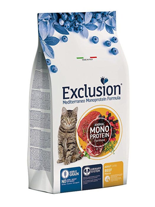 Exclusion Mediterraneo Monoprotein Noble Grain Crocchette Manzo Gatti Adulti Sacco 300g