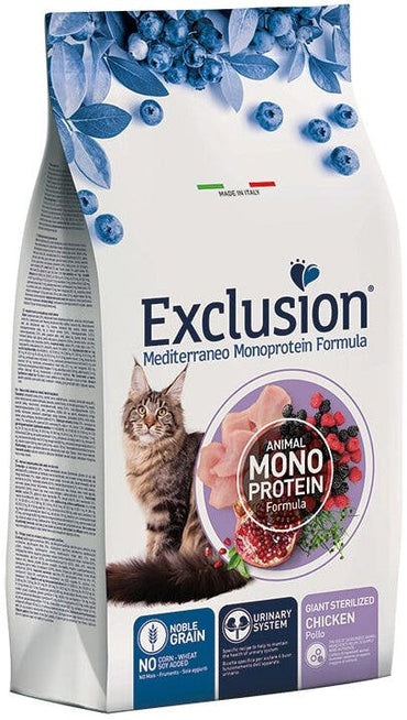 Exclusion Mediterraneo Monoprotein Noble Grain Giant Sterilized Cibo Secco Per Gatti Adulti 300g