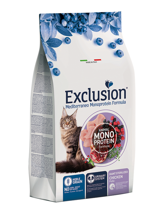 Exclusion Mediterraneo Monoprotein Noble Grain Giant Sterilized Cibo Secco Per Gatti Adulti 300g