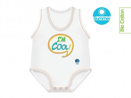 J Bimbi Body Neonato 0-36 Mesi In Fresco Cotone Biologico Fantasia I'm Cool!