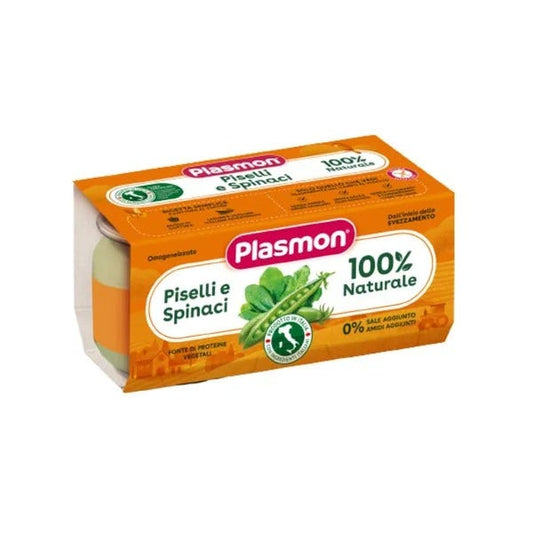 Plasmon Omogeneizzato Piselli e Spinaci 6M+ 2x80 g